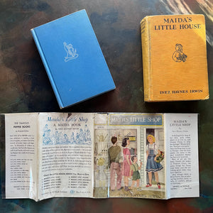 Maida's Little House and Maida's Little Shop written by Inez Haynes Irwin-vintage children's chapter books-charming stories for independent young readers-view of the dust jacket wrapped in plastic