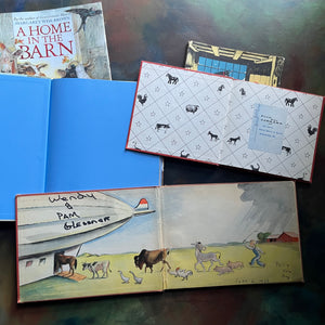 Margaret Wise Brown Storybook Collection-Christmas in the Barn-Home in the Barn-Streamlined Pig-vintage children's picture books-Barbar Cooney, Kurt Weise and Jerry Pinkney illustrations-view of the inside covers