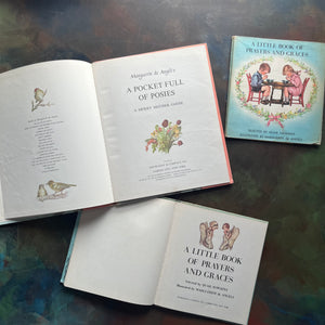 Marguerite de Angeli's A Pocket Full of Posies-A Little Book of Prayers and Graces by Quail Hawkins-first prayer book-view of the title pages