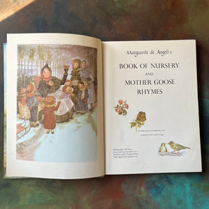 Marguerite de Angeli's Book of Nursery and Mother Goose Rhymes-vintage children's book-Caldecott honor book-view of the title page