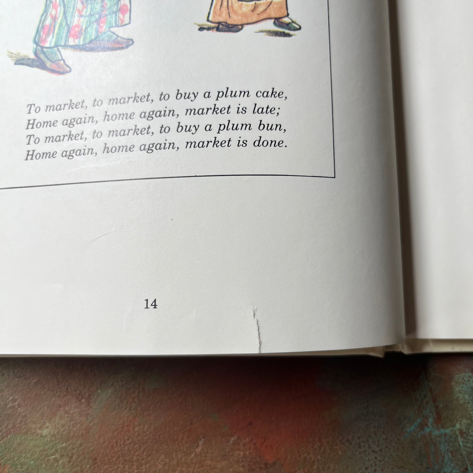 Marigold Garden & Kate Greenaway's Mother Goose-vintage poetry-vintage nursery rhymes-Kate Greenaway-view of a small page tear noted