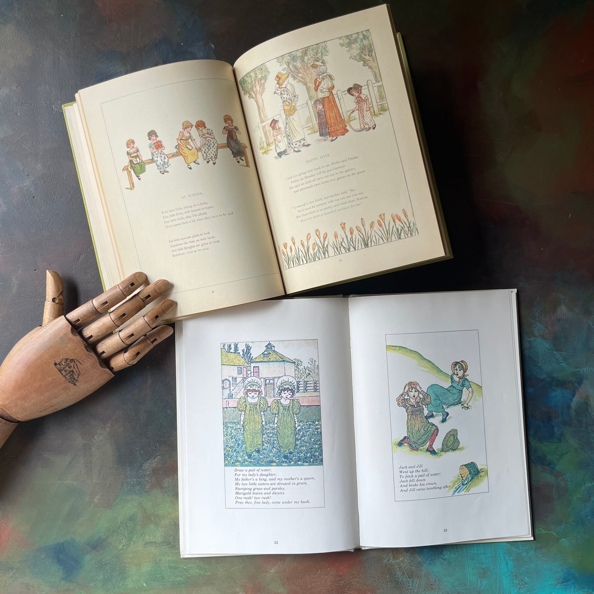 Marigold Garden & Kate Greenaway's Mother Goose-vintage poetry-vintage nursery rhymes-Kate Greenaway-view of the illustrations