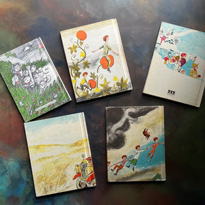 Set of Five McBroom Adventures Picture Books written by Sid Fleischman-Kurth Werth illustrations-vintage children's picture book set-fun read aloud books-view of the back covers