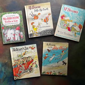 Set of Five McBroom Adventures Picture Books written by Sid Fleischman-Kurth Werth illustrations-vintage children's picture book set-fun read aloud books-view of the front covers