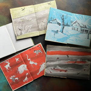 Set of Five McBroom Adventures Picture Books written by Sid Fleischman-Kurth Werth illustrations-vintage children's picture book set-fun read aloud books-view of the inside cover's endpapers