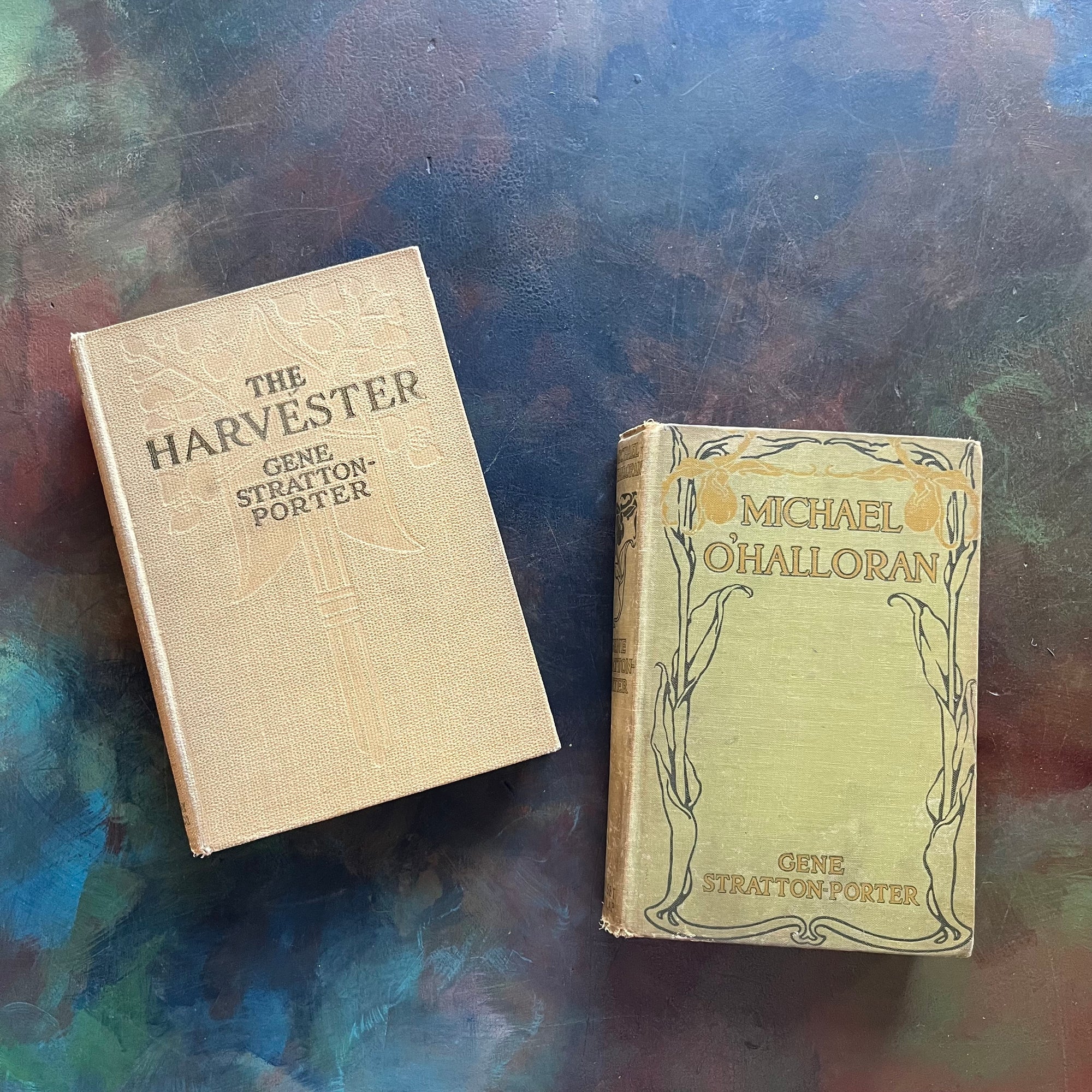 Michael O'Halloran and The Harvester-written by Gene Porter Stratton with Photograph of the Author-vintage, wholesome books-view of the front covers