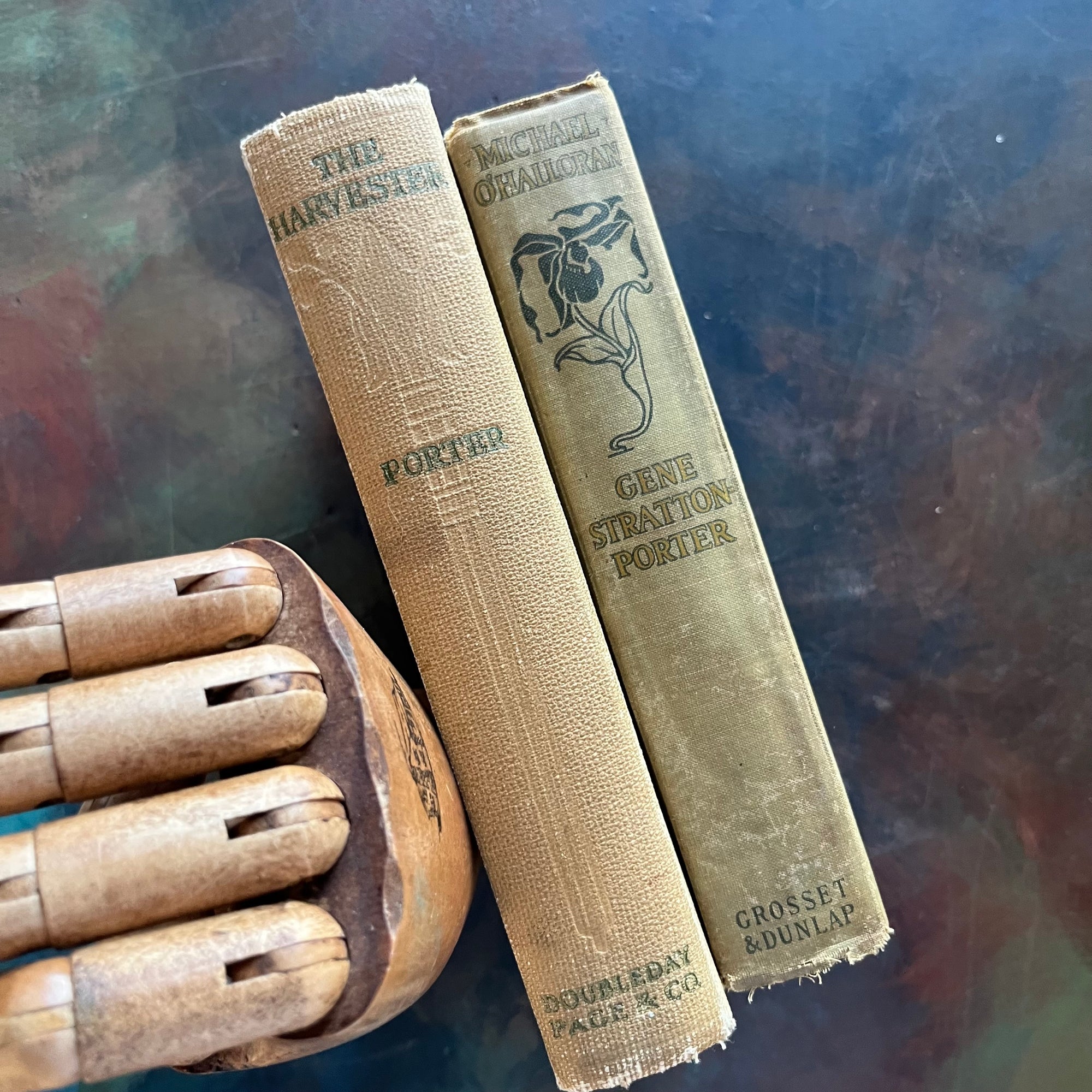 Michael O'Halloran and The Harvester-written by Gene Porter Stratton with Photograph of the Author-vintage, wholesome books-view of the spines