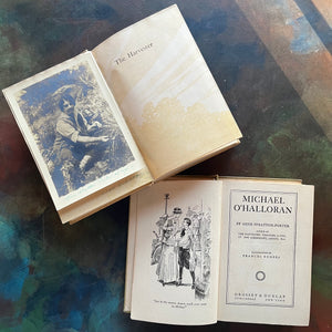 Michael O'Halloran and The Harvester-written by Gene Porter Stratton with Photograph of the Author-vintage, wholesome books-view of the half title and title pages with frontispiece - the photograph of Gene Stratton-Porter is also shown