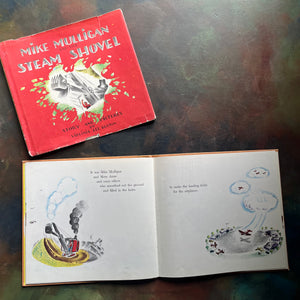 Mike Mulligan and His Steam Shovel written and illustrated by Virginia Lee Burton-rare 1939 First Edition Early Printing--vintage children's picture book-view of the illustrations in this book