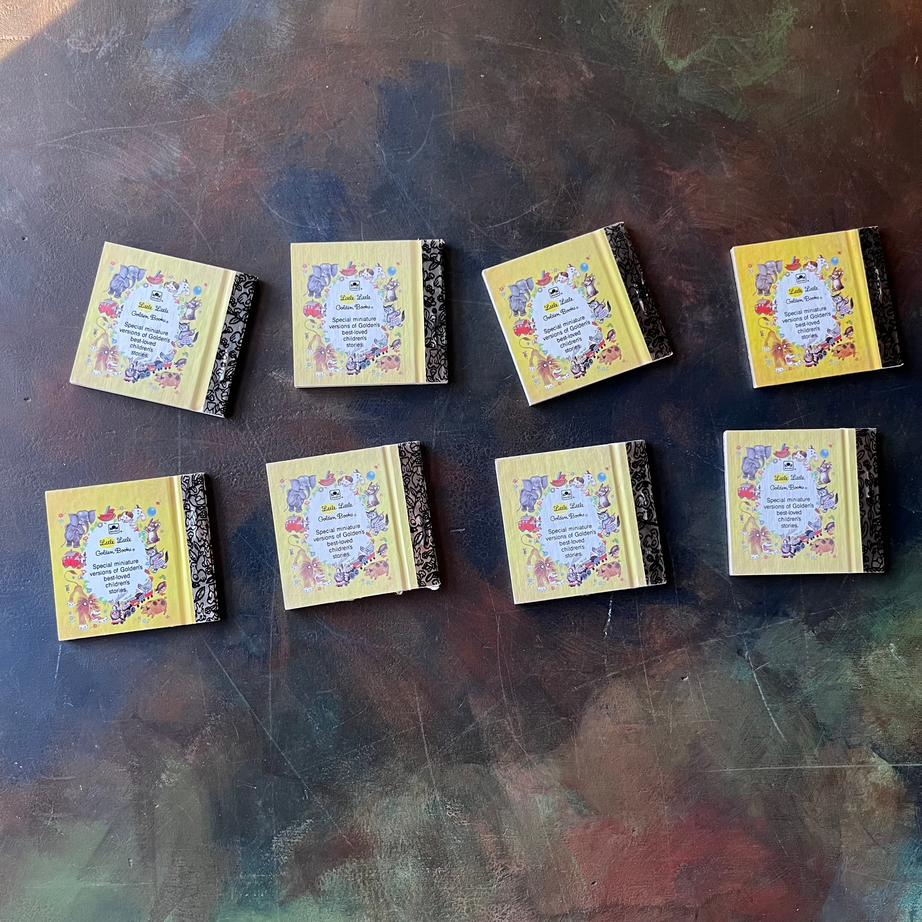 Miniature Little Golden Book Set-Christmas Editions-8 Book Set-vintage Christmas Stories-collectible children's books-view of the back covers