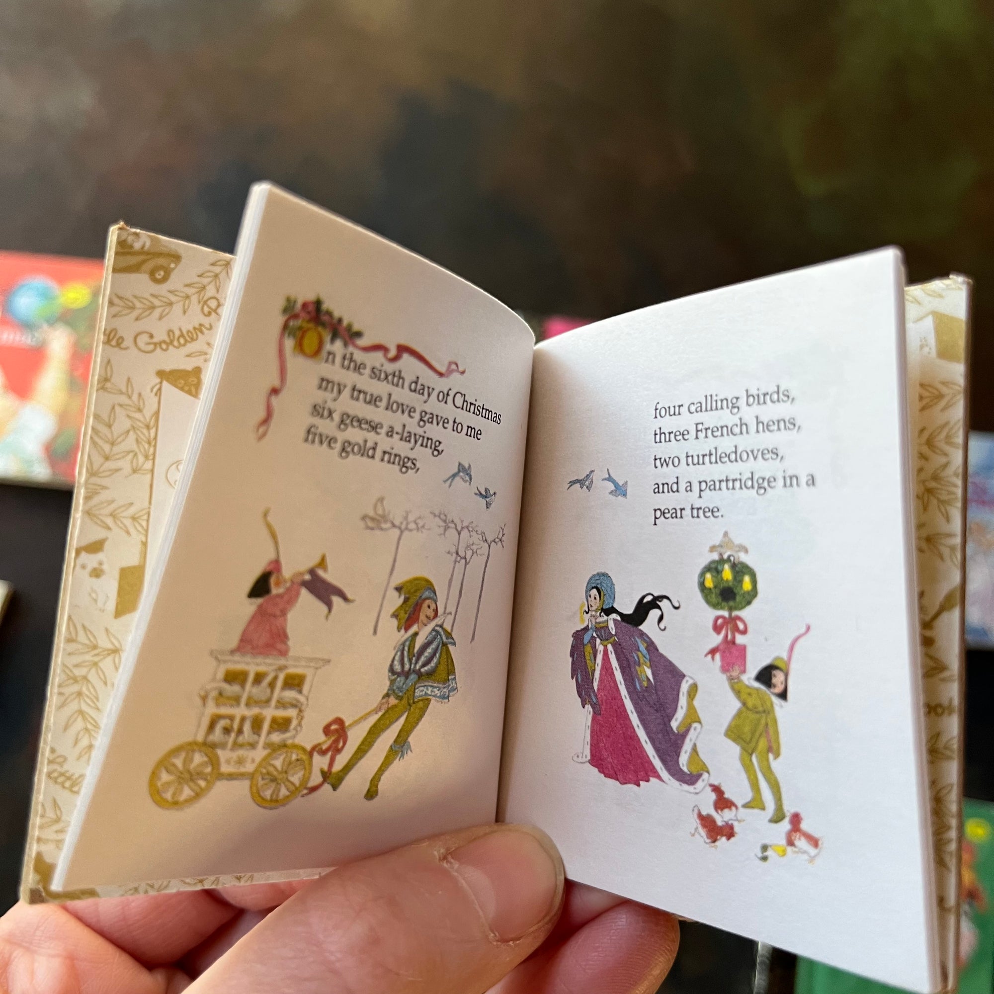 Miniature Little Golden Book Set-Christmas Editions-8 Book Set-vintage Christmas Stories-collectible children's books-view of the illustrations