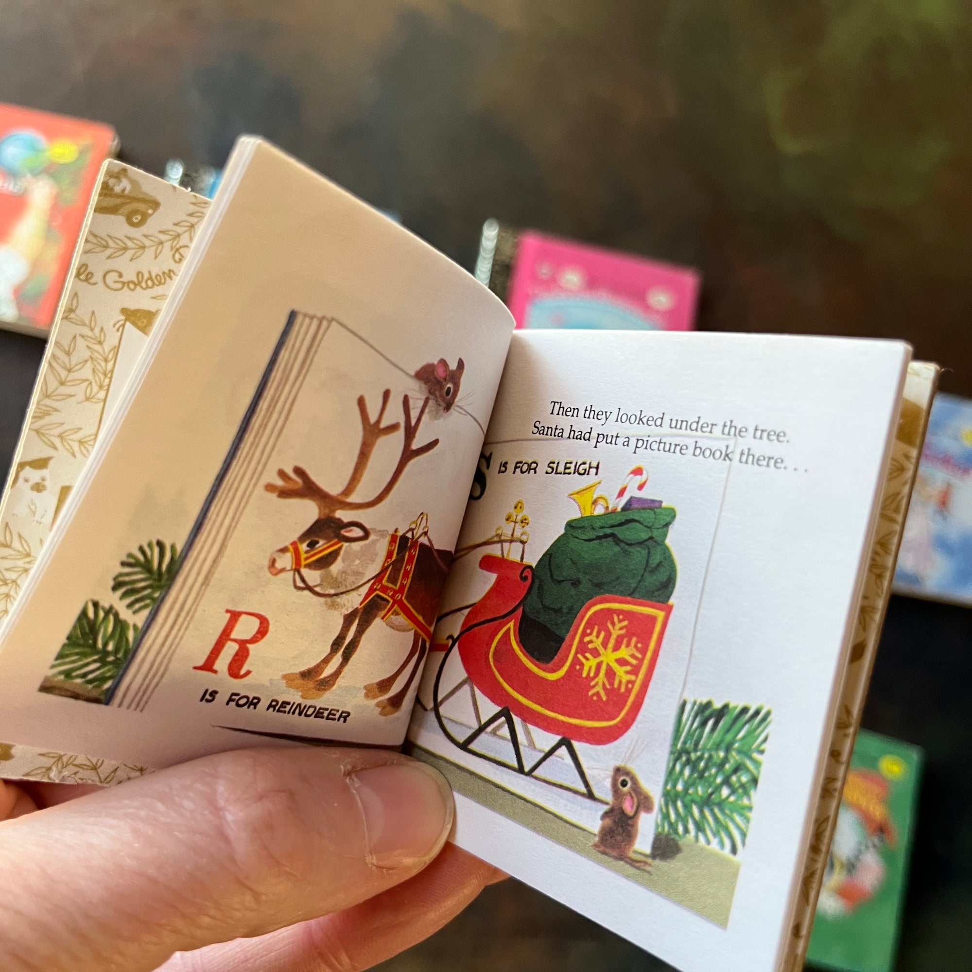 Miniature Little Golden Book Set-Christmas Editions-8 Book Set-vintage Christmas Stories-collectible children's books-view of the illustrations