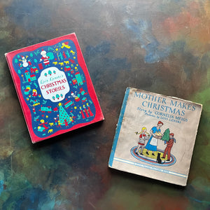 Mother Makes Christmas and Lois Lenski's Christmas Stories-wholesome family Christmas stories-vintage children's books-view of the front covers - Mother Makes Christmas shows its dust jacket cover