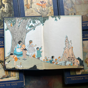 My Book House Complete 12 Volume Book Set-Olive Beaupre Miller-1947 Editions-vintage children's storybook set-view of the inside cover design of volumes 3-7