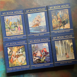 My Book House Complete 12 Volume Book Set-Olive Beaupre Miller-1948 Editions-vintage children's storybook set-view of the front covers of volumes 7-12 - note the Parent Guide is not shown but is included in this set