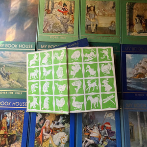 My Book House Complete 12 Volume Set Plus Parent Guide-Olive Beaupre Miller-vintage children's book set-view of the inside covers of Volumes 1 & 2