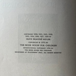vintage children's storybooks, classic tales, nursery decor - My Book House Complete 12 Volume Set Plus Parent Guide Edited by Olive Beaupre Miller - view of the closeup of the copyright page