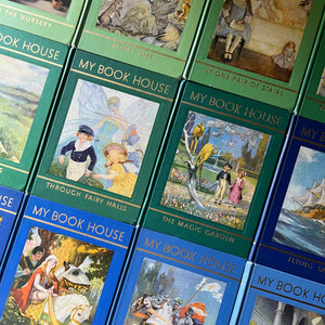 vintage children's storybooks, classic tales, nursery decor - My Book House Complete 12 Volume Set Plus Parent Guide Edited by Olive Beaupre Miller - view of the front covers - closeup of the illustrations in full color