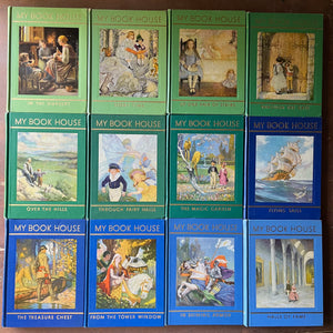 vintage children's storybooks, classic tales, nursery decor - My Book House Complete 12 Volume Set Plus Parent Guide Edited by Olive Beaupre Miller - view of the front covers