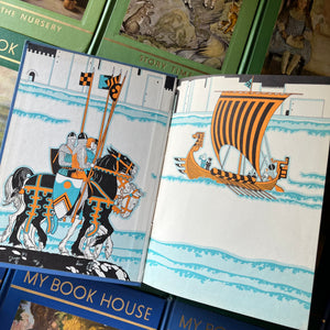 vintage children's storybooks, classic tales, nursery decor - My Book House Complete 12 Volume Set Plus Parent Guide Edited by Olive Beaupre Miller - view of the inside cover of volumes 8-12