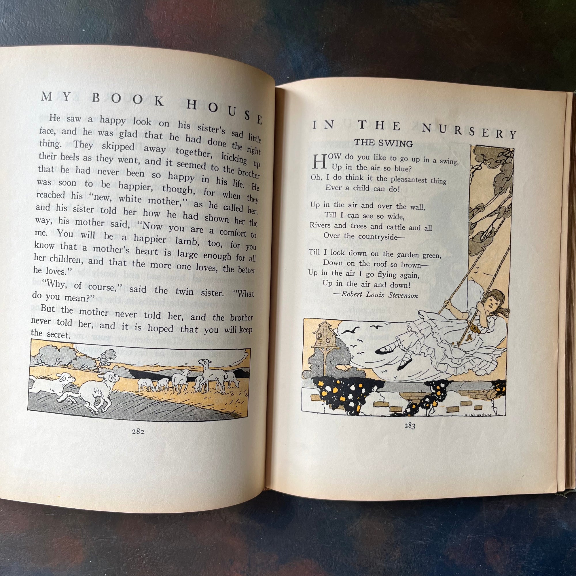 My Book House Complete Six-Volume Set by Olive Miller Beaupre-1925 Editions-vintage storybook set for children-view of illustrations within the pages of In the Nursery