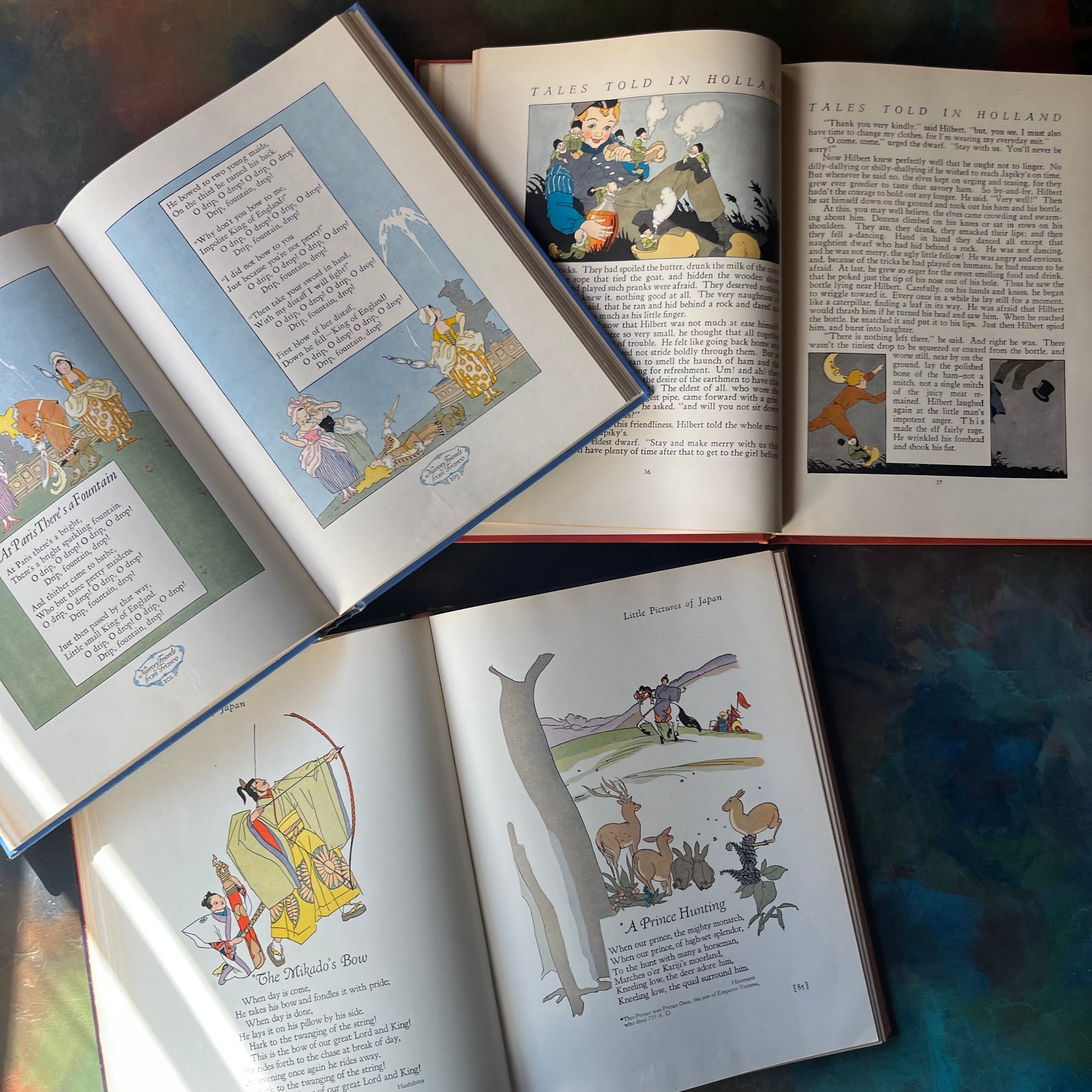 My Travelship by Olive Beaupre Miller Complete Set-Little Pictures of Japan-Nursery Friends from France-Tales Told in Holland-vintage children's stories, folk tales, music & more-view of the illustrations