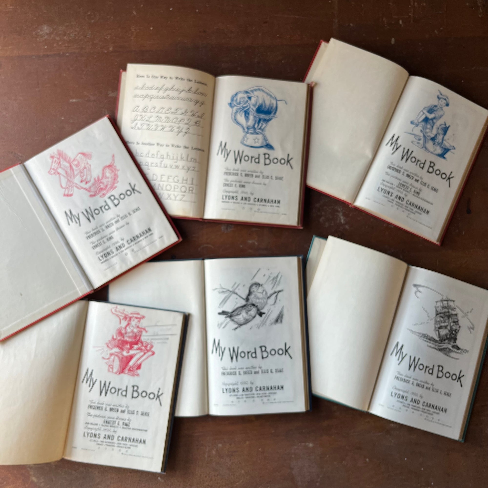 My Word Vintage Spelling Books by Lyons & Carnahan Publishers-1940's and 1950's-vintage schoolbooks-view of the title pages