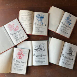My Word Vintage Spelling Books by Lyons & Carnahan Publishers-1940's and 1950's-vintage schoolbooks-view of the title pages