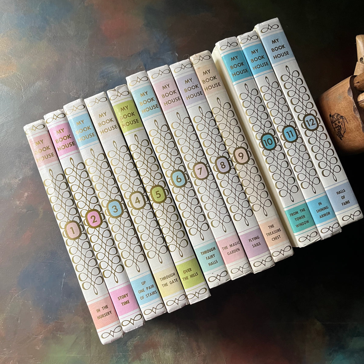 My Book House Book Set-compete 12 volume set-compiled by Olive Beaupre Miller-vintage children's storybook set-books to grow with your kids-view of the spines
