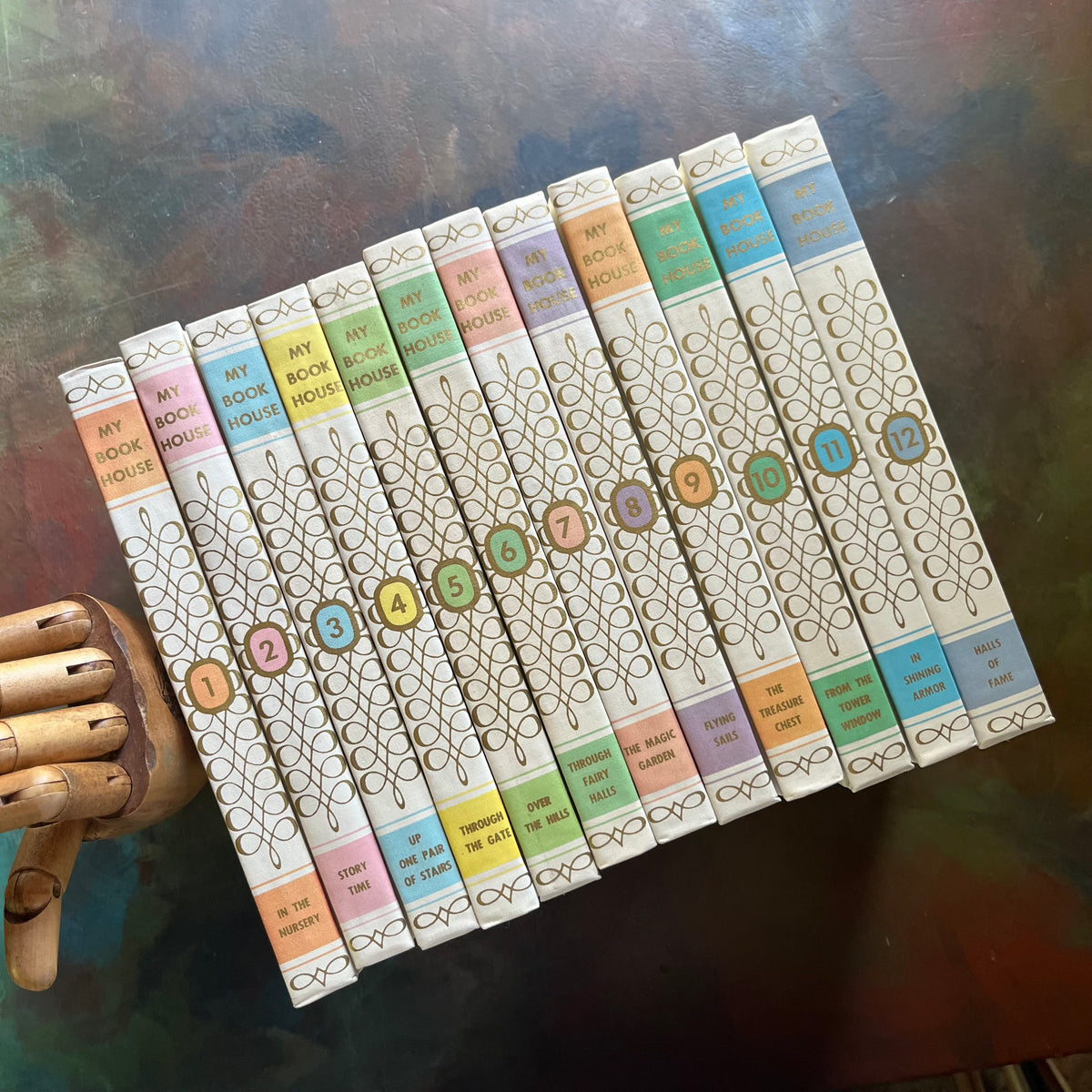 My Book House Book Set-compete 12 volume set-compiled by Olive Beaupre Miller-vintage children's storybook set-books to grow with your kids-view of the spines