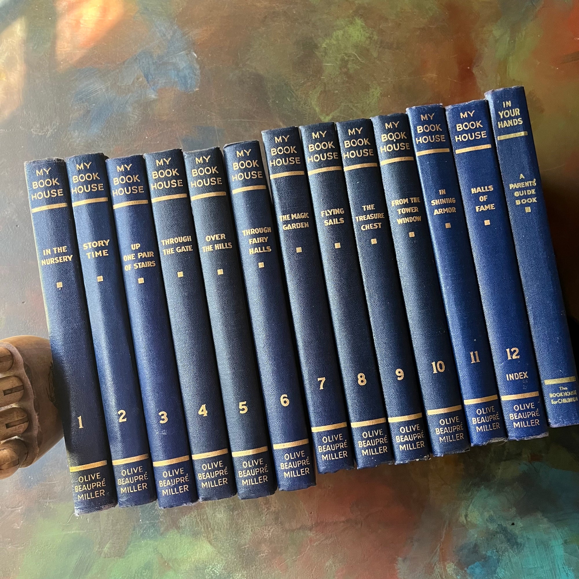 My Book House Complete 12 Volume Book Set-Olive Beaupre Miller-1948 Editions-vintage children's storybook set-view of the spines