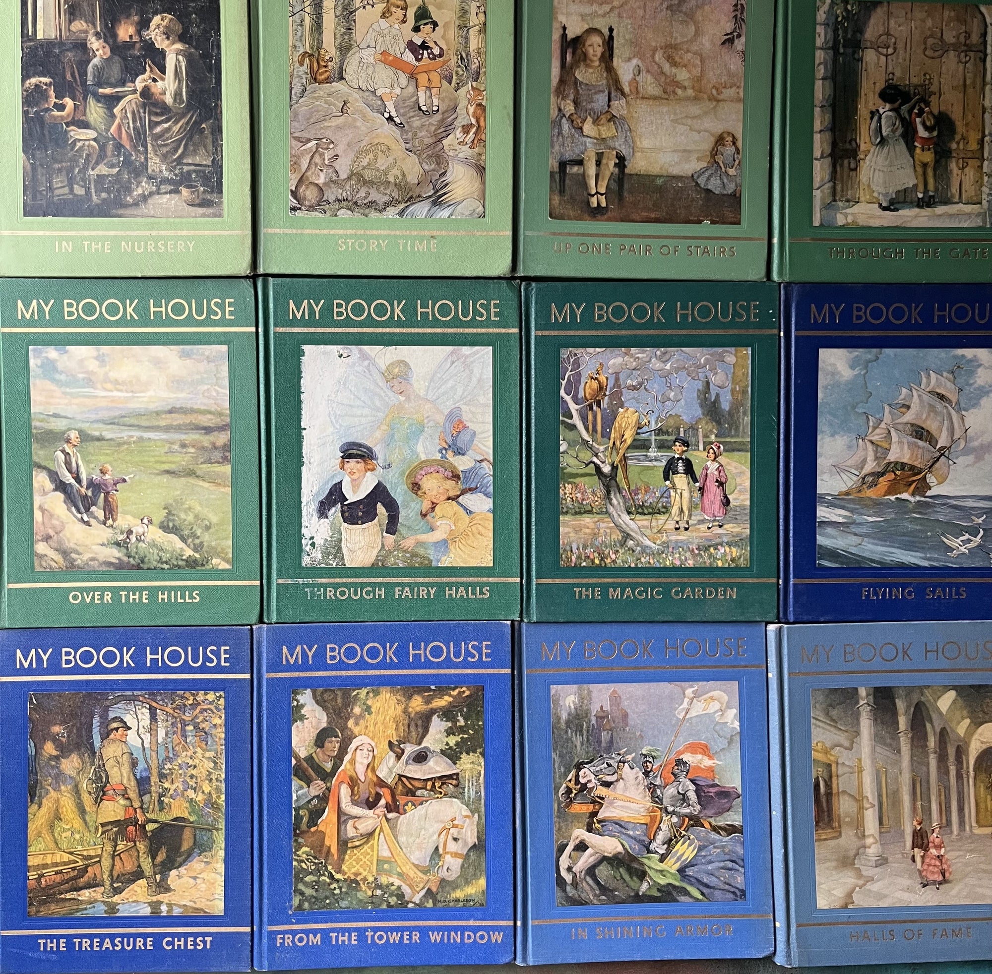 My Book House Complete 12 Volume Set Plus Parent Guide-Olive Beaupre Miller-vintage children's book set-view of the front covers