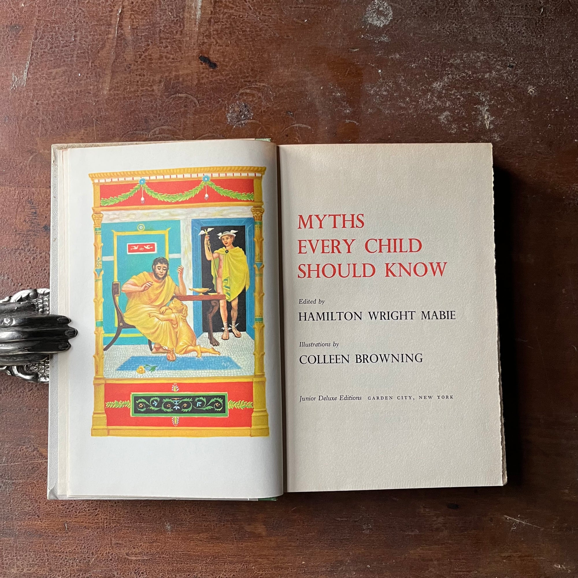 vintage children's fairy tales book - Junior Deluxe Editions Books - Myths Every Child Should Know - view of the title page