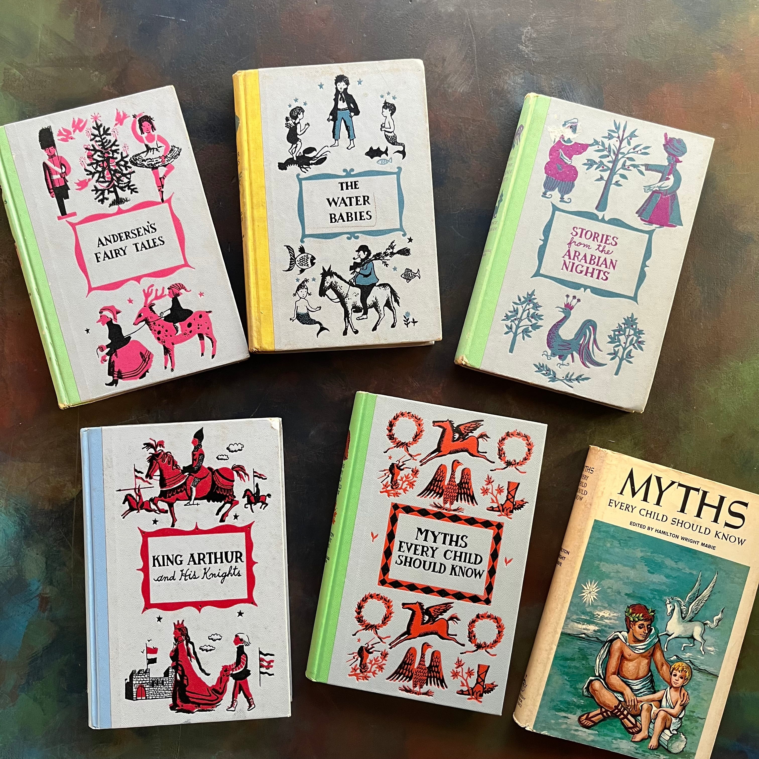 Collection of Junior Deluxe Editions Children's Chapter Books - Myths, Fairy Tales and Folklore Classic Tales for Imaginative Readers-Junior Deluxe Editions Book Bundle-vintage children's chapter books-view of the front covers