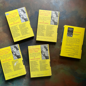 Nancy Drew Mystery Stories Starter Set-Books Three through Seven-vintage children's chapter books-Carolyn Keene-view of the back covers