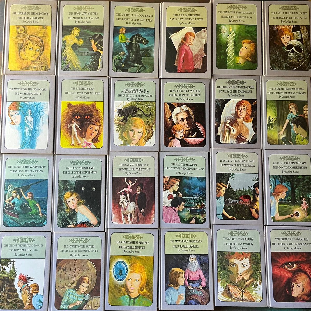 Nancy Drew Twin Thrillers Book Set of 24 by Carolyn Keene-vintage children's chapter books-mysteries-collectible Nancy Drew-view of the front covers
