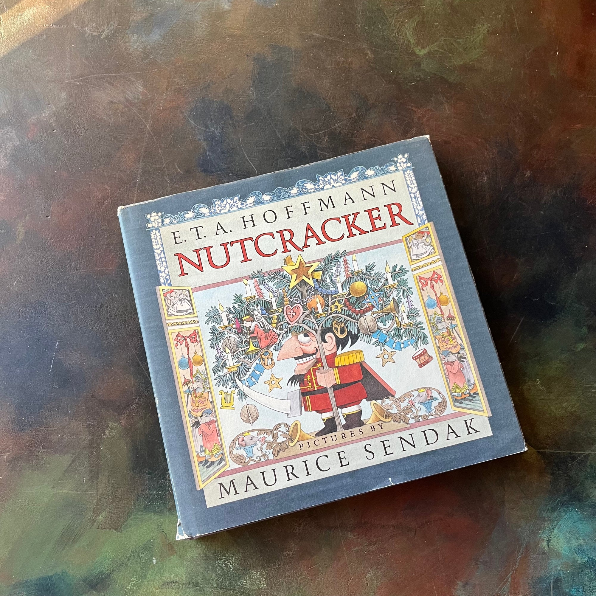 Nutcracker-Maurice Sendak-First Edition-vintage children's classic-Christmas Classic Children's Book-view of the dust jacket's front cover with an illustration by Maurice Sendak