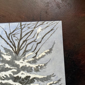 Nutcracker-Maurice Sendak-First Edition-vintage children's classic-Christmas Classic Children's Book-view of the condition of the inside cover - minor damage in the bare tree portion of the image