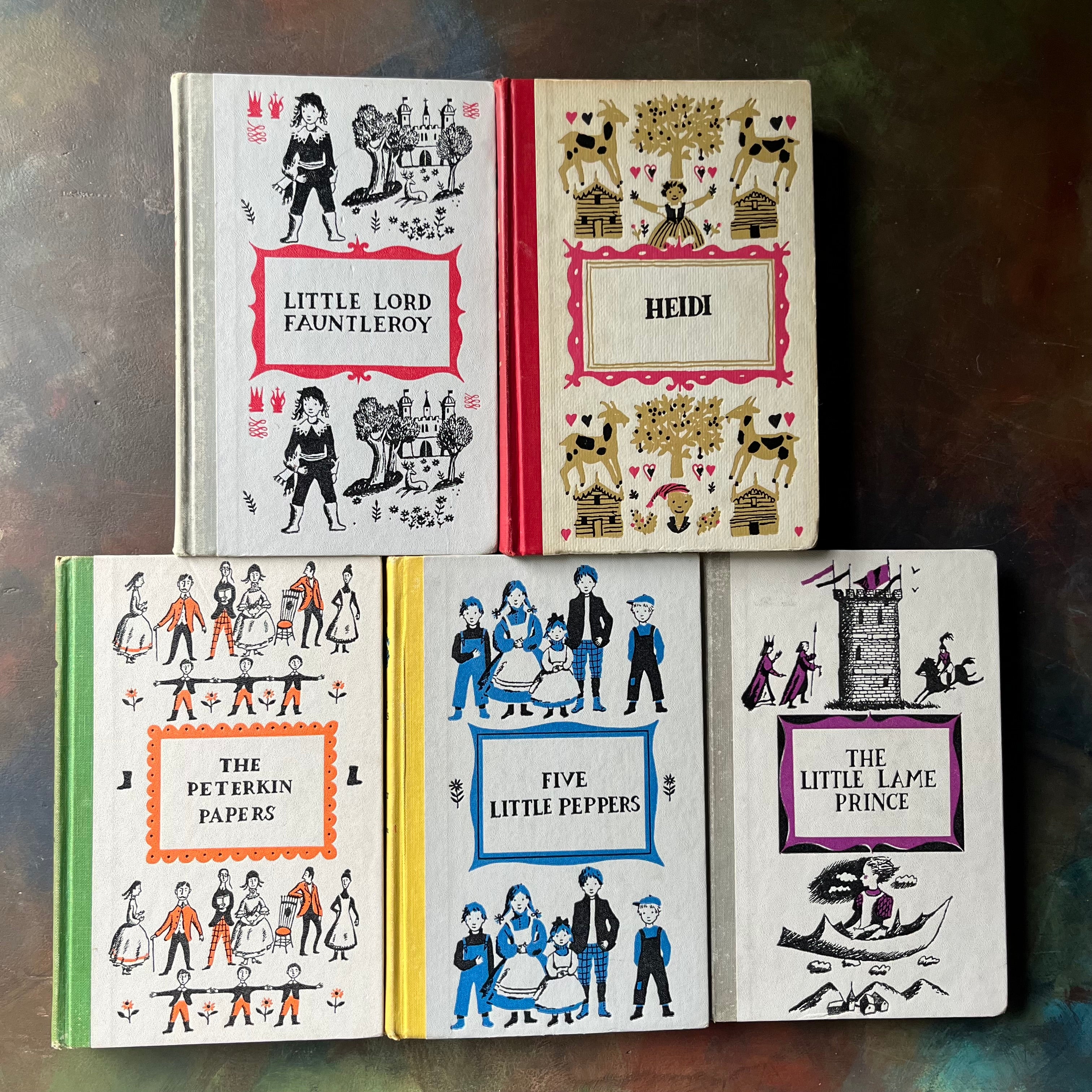 Old-Fashioned Values-A Read-Aloud Set of Five Vintage Junior Deluxe Editions-Classic Literature for Kids-vintage children's chapter books-classic read aloud books-view of the front covers