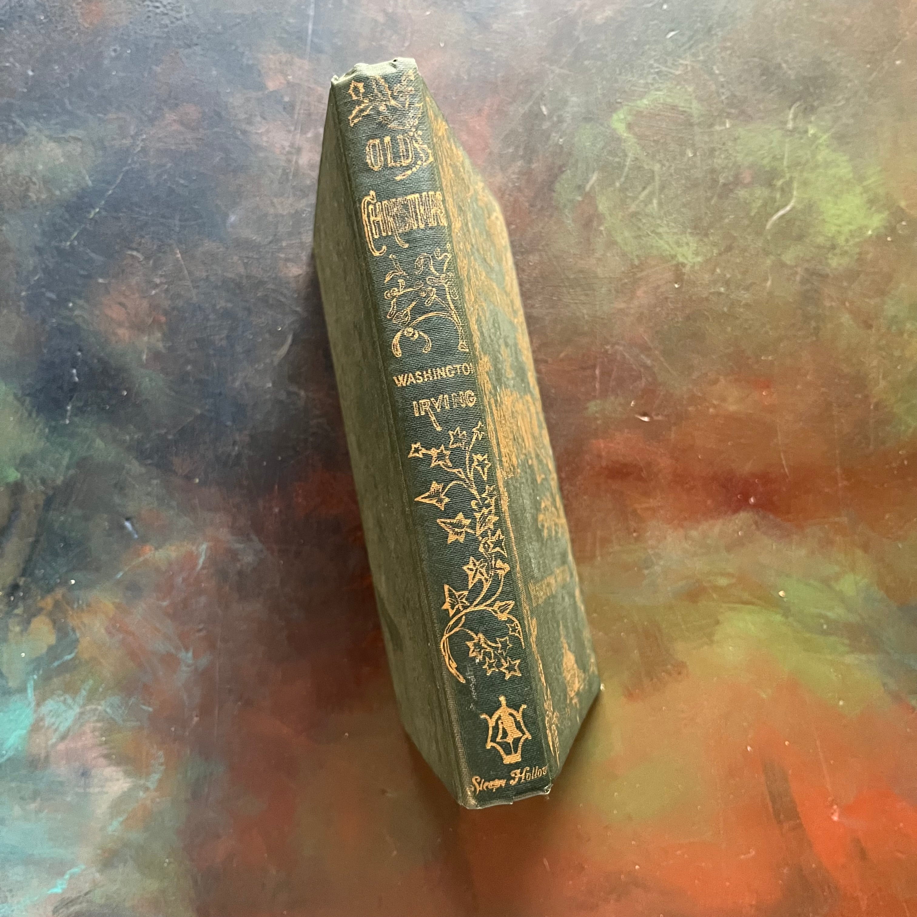 Old Christmas by Washington Irving-1977 Facsimile Hardcover Reprint-vintage Christmas Stories-decorative book cover-view of the decorative spine