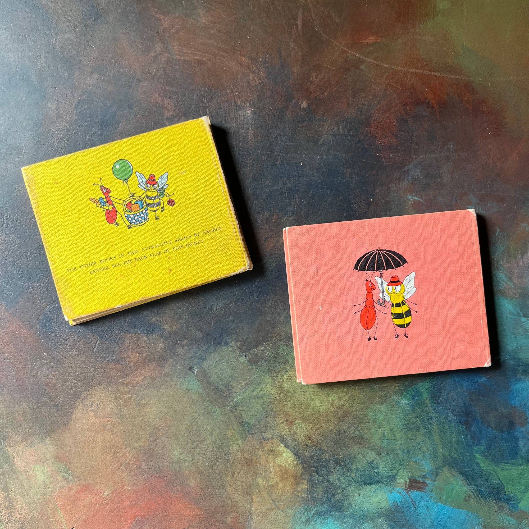 One, Two, Three with Ant and Bee and Around the World with Ant and Bee-Angela Banner Book Set-Vintage children's picture books-view of the back covers