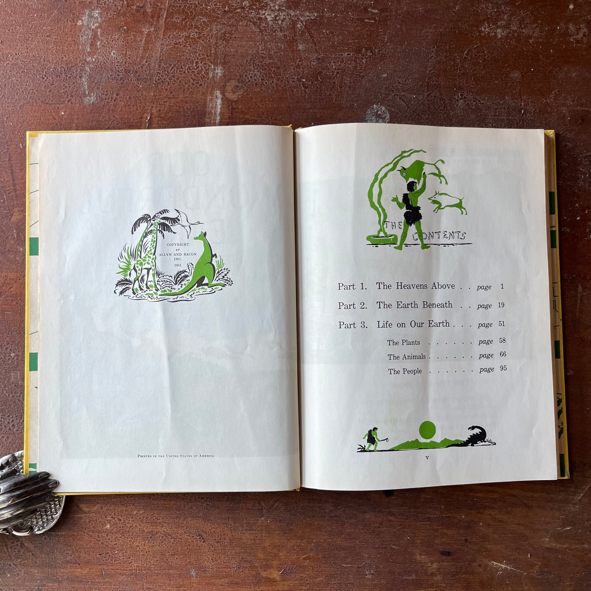 Our Wonderful Earth-The Story of How It Became The Great Round Earth It Is Today-Written & Illustrated by Herbert Townsend-vintage children's science book-view of the copyright & contents pages