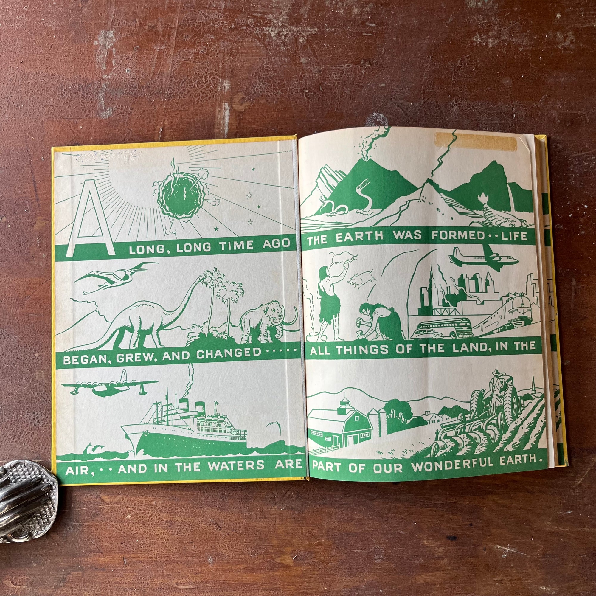 Our Wonderful Earth-The Story of How It Became The Great Round Earth It Is Today-Written & Illustrated by Herbert Townsend-vintage children's science book-view of the inside cover