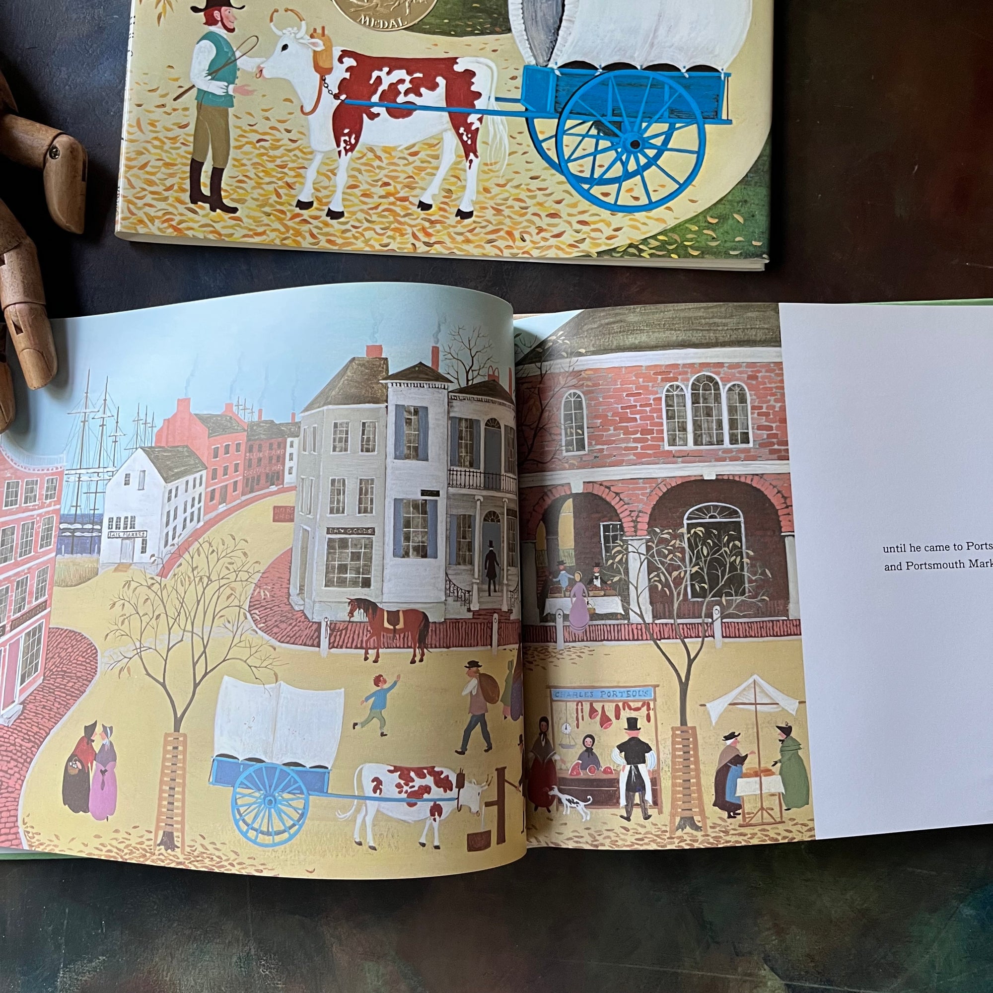 Ox-Cart Man written by Donald Hall with illustrations by Barbara Cooney-vintage children's picture book-1980 Caldecott Medal Winner-view of the illustrations from within the pages