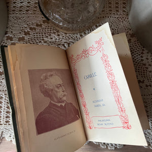 Pair of Floral, Antique Books by Henry Altemus Publishing-Pocket Sized Books-Camille by Alexandre Dumas Jr.-Childe Harold's Pilgrimage by Lord Byron-view of the title page