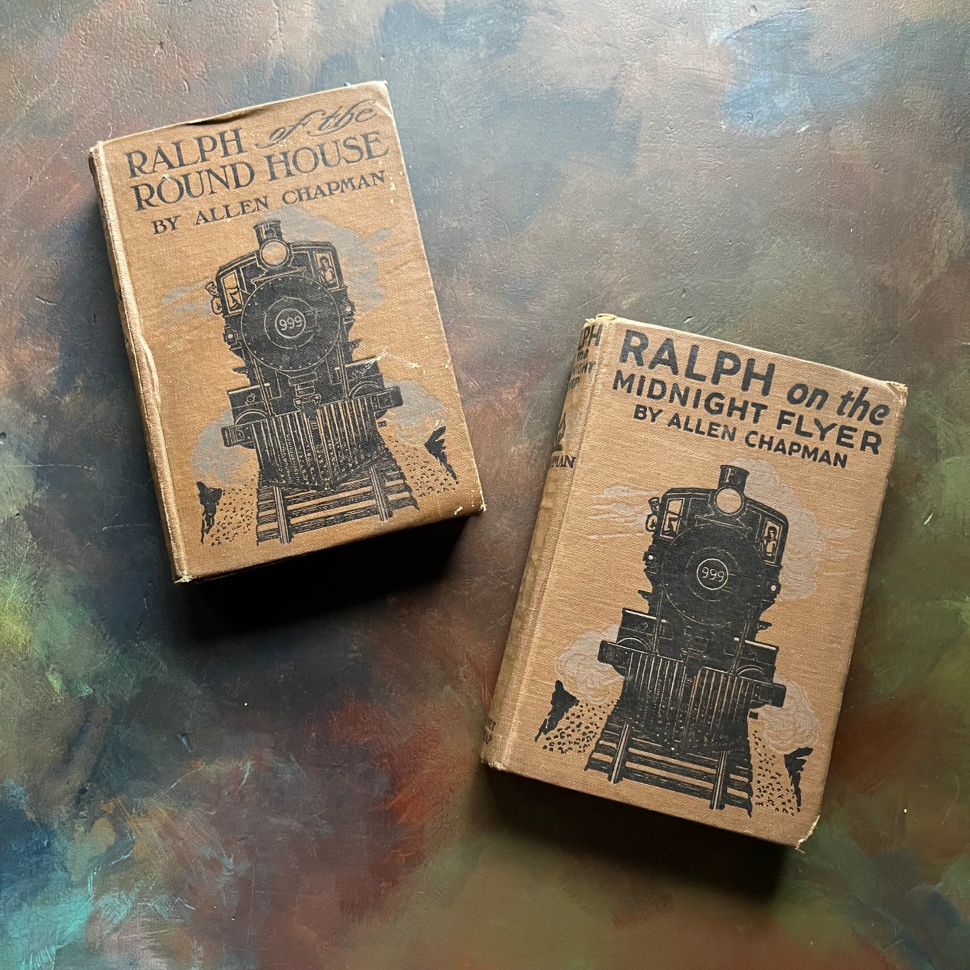 Pair of Allen Chapman Books  Ralph on the Midnight Flyer & Ralph of the Round House-vintage adventure books for boys-view of the front covers