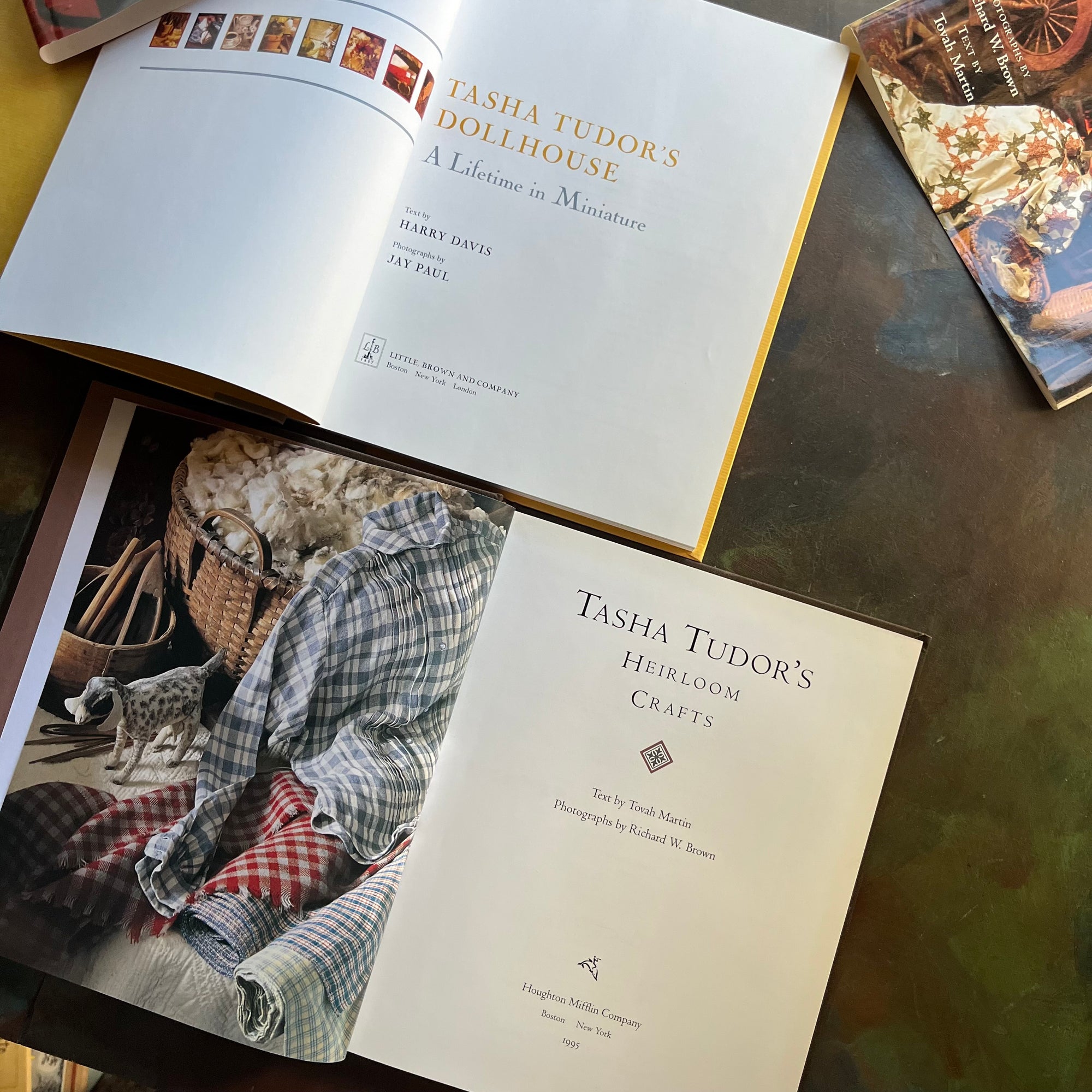 Pair of Books About Tasha Tudor-Tasha Tudor's Dollhouse A Lifetime in Miniature-Tasha Tudor's Heirloom Crafts-vintage books-Tasha Tudor Autograph-view of the title pages
