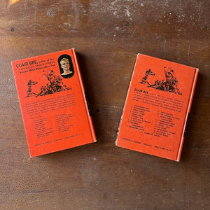 Pair of Chip Hilton Sports Story by Clair Bee-#3 Strike Three and #5 Hoop Crazy-vintage children's chapter sports books-view of the back covers