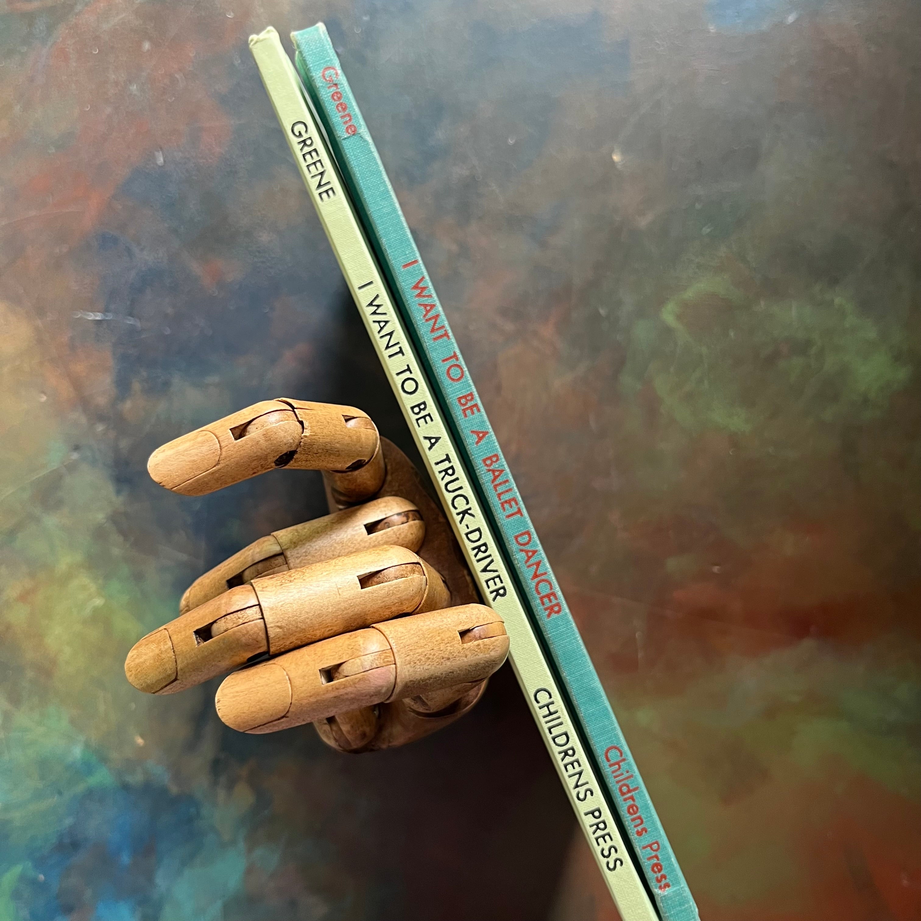 Pair of I Want To Be Books written by Carla Greene I Want to be a Ballet Dancer-I Want to be a Truck-Driver-vintage children's picture books-view of the spines