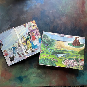 Pair of Illustrated Junior Library Editions Books-Little Lame Prince and the Story of a Brownie and Hans Brinker or the Silver Skates-collectible children's classics-view of the inside covers